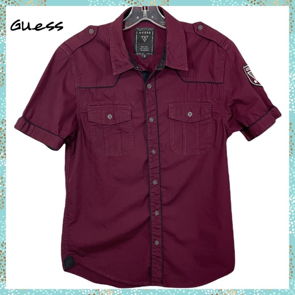 Guess Other - GUESS- Men's Button down Maroon Shirt- Size S